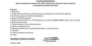 Pozvánka na VZ UPS
